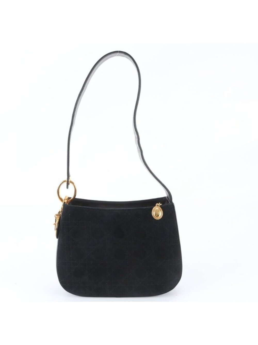Dior Cannage Leather Shoulder Bag Hand Black